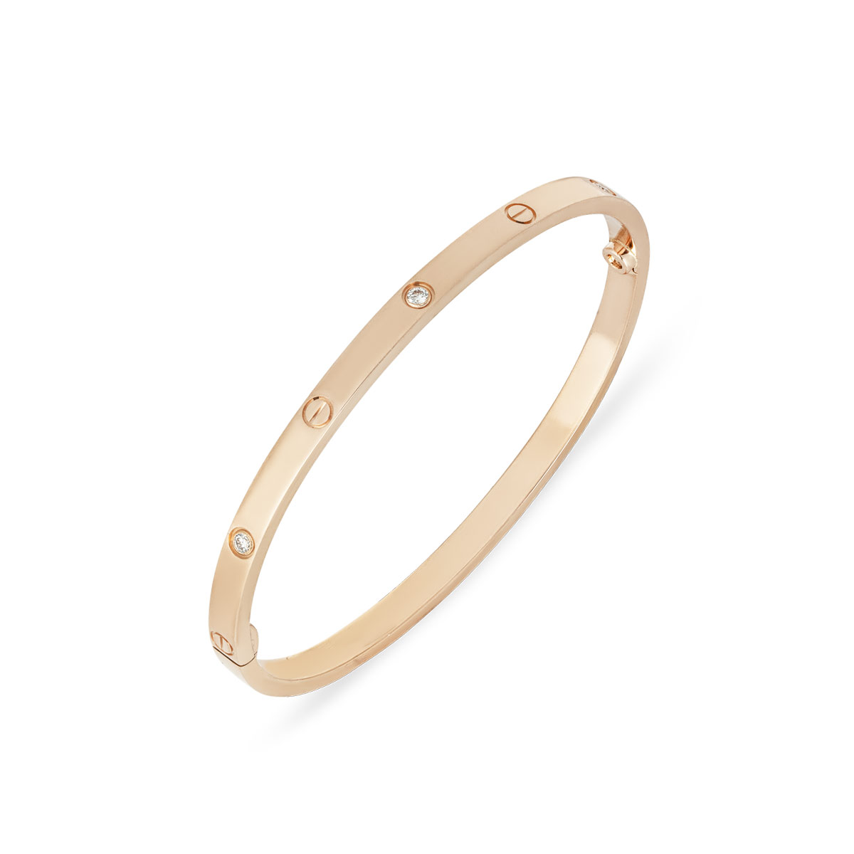 Cartier Rose Gold 6 Diamond SM Love Bracelet Size 17 B6047617